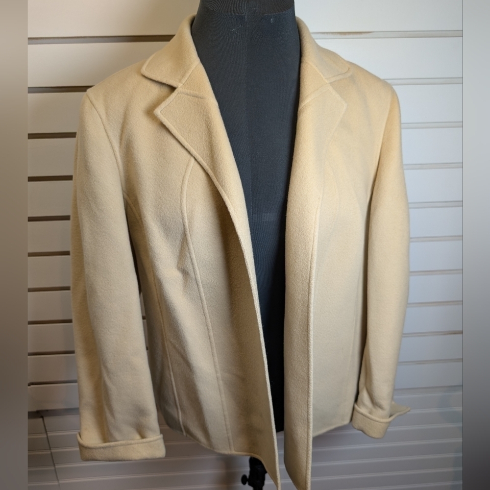 Talbots 100% Wool Open Blazer Jacket Coat size 14W Minimalist